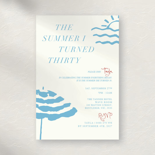 "The Summer I Turned..." Invitation - Option 1