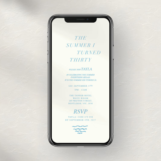 "The Summer I Turned..." Invitation - E-Send Mobile or Print-Ready File - Option 1