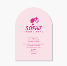 Load image into Gallery viewer, Barbie Theme Birthday Invite ~ Digital File