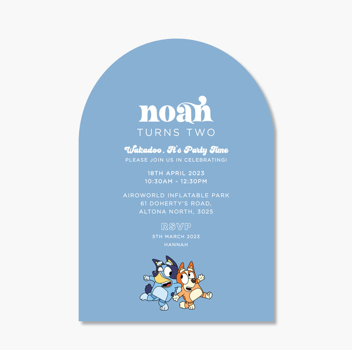 Bluey Blue Theme Birthday Invite ~ Digital File