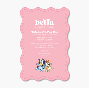Bluey Pink Theme Birthday Invite ~ Digital File