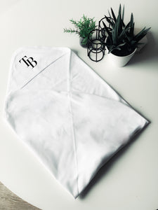 WHITE HOODED BABY BLANKET - ASSORTED DESIGNS AVAILABLE