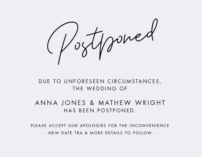 Digital Postponed Announcement Card - White