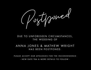 Digital Postponed Announcement Card - Black