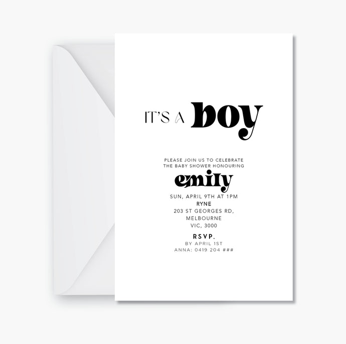 It's A Boy Baby Shower Invite ~ Digital File