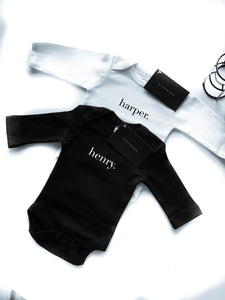 BABY NAME ONESIE ~ Assorted Designs & Colours Available