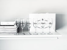 Load image into Gallery viewer, PERSONALISED NAME CHAMPAGNE GLASS ~ Assorted Designs Available